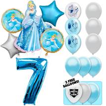 Cinderella Deluxe Balloon Bouquet - Blue Number 7 - $32.99