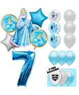 Cinderella Deluxe Balloon Bouquet - Blue Number 7 - $32.99