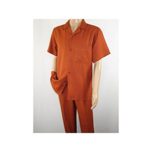 Men 2pc Walking Leisure Suit Short Sleeves By DREAMS 256-09 Solid Papaya image 6