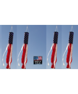 LOT OF 4 USA MADE 5 ft (60in) x 6 in US American America Flag Windsock W... - £28.04 GBP