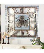 Wall clock 24 inches Square with real moving gears Silver Grey - £156.74 GBP