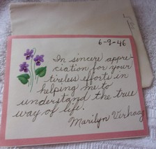 Vintage Thank You Note 1946 - £0.78 GBP