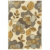 7&#39; x 10&#39; Gray and Ivory Floral Indoor Outdoor Area Rug - £215.74 GBP