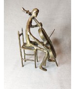 Vintage Cast Metal Seated Cellist Sculpture; Cello Musician Figure - $4,537.74 MXN