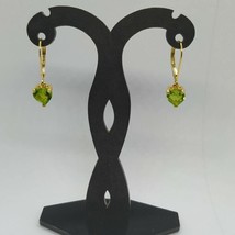 2 Ct Heart Lab Created Green Peridot Drop/Dangle Earrings 14k Yellow Gold Plated - £74.29 GBP