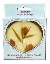 Auroshikha Large Terra Cotta (3-5/8 in x 1 in) Round Flower Candles Jasmine - £9.60 GBP