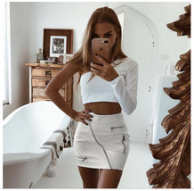 Leather Skirt for Women White Mini Skirt #5 - £142.63 GBP