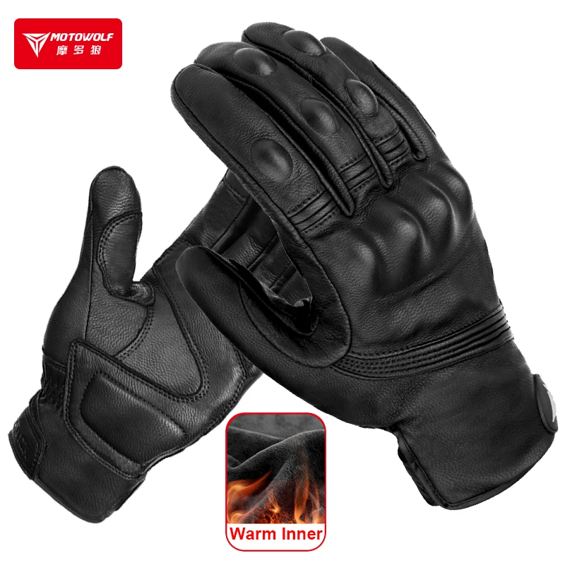 Warm Motorcycle Gloves Leather Winter Thermal Inner Gloves Women Men Invierno - £38.63 GBP