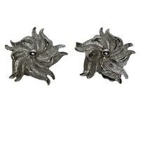 Vintage Silver Tone Clip On Earrings Costume Jewelry Starburst Unmarked - €18,19 EUR