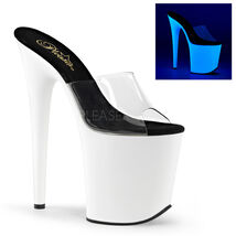SALE PLEASER Sexy UV Neon White Platform 8&quot; Stripper Dancer High Heels S... - €34,17 EUR