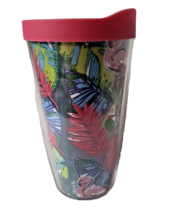 Tervis Tumbler 16 oz Lid Flamingo Pink Tropical Summer Lilly Pool USA - £7.72 GBP