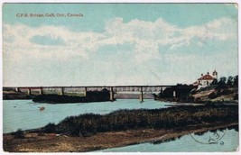 Postcard Canadian Pacific Railway CPR Bridge Galt (Cambridge) Ontario Valentine - $4.94