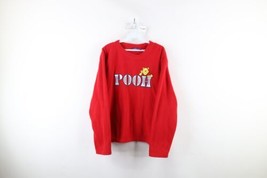 Vintage Disney Womens XL Spell Out Winnie the Pooh Fleece Crewneck Sweater Red - £31.52 GBP