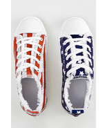Blue American Flag Lace-up Canvas Flat Shoes - €17,56 EUR