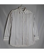 Salvatore Ferragamo Shirt Mens Medium White Stripe Long Sleeve Button Italy - $42.36