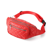 Quilted Waist Fanny Pack Belt Bag Sling Bag Adjustable Strap Red - £19.71 GBP