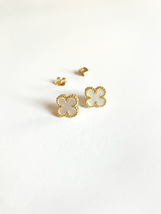 Bijou Mother of Pearl Quatrefoil Stud Earrings in Gold - $30.00