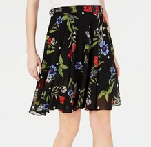 Guess Womens 30 Black Casual Dot Flower Print Grace Belt Lined Mini Skirt NWT - £18.95 GBP