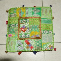Green Square Floor Pillow Cushion Cover Vintage Bohemian Patchwork Pillow Cases - £11.93 GBP+