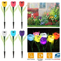 6X Outdoor Solar Powered Led Tulip Flower Lights Garden Yard Pathway Decro Lamp - £34.88 GBP