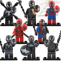 8pcs/set Marvel Venom Symbiote Eddie Brock Captain america Spiderman Minifigures - £13.36 GBP