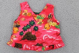 Pacific Legend Childrens Tank Top SZ 3-4 Tropical Red &amp; Pink Ruffled Flo... - $4.99