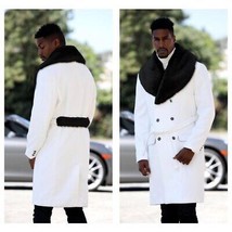 Men&#39;s Manzini White | Black Faux Fur Overcoat NWT - £311.64 GBP