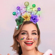 Light Up Mardi Gras Headband LED Carnival Flower Headbands Rave Hair Accessories - £14.95 GBP