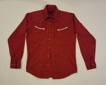 Vintage 1970s Trubadour Size 14 Boys Western Shirt Red With Arrow Pockets - $29.69