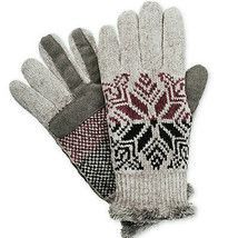ISOTONER Gray Split Snowflake Chenille smarTouch Microluxe Tech Gloves One Size - £15.17 GBP