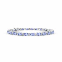 ANGARA Classic Oval Tanzanite and Diamond Tennis Bracelet in 14K Solid Gold - £2,213.05 GBP