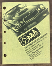 Vintage A&amp;A FIBERGLASS Inc 1978 PRICE LIST Parts Catalog CHEVY CAMARO Co... - $14.84