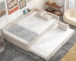 Merax Full Size Upholstered Platform Bed with USB and Twin Size Trundle,... - $590.99