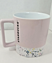 Starbucks pink white coffee cup mug colorful speckled splatter bottom ba... - $15.42