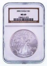 2002 $1 Silver American Eagle Graded by NGC as MS-69 - £79.09 GBP