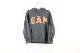 Vintage Gap Boys Large Distressed Spell Out Block Letter Hoodie Sweatshirt Gray - £27.65 GBP