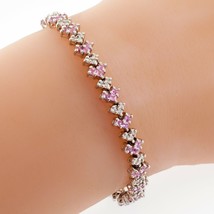 10k White Gold Diamond and Pink Amethyst Tennis Bracelet TDW = 8.28 ct - £990.29 GBP