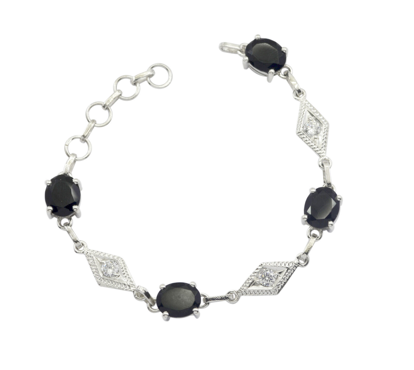 bewitching Black Onyx 925 Solid Sterling Silver Black Bracelet genuine s... - $35.63