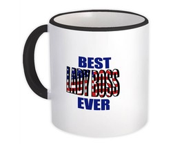 Best LADY BOSS Ever : Gift Mug USA Flag American Patriot Coworker Job - £12.56 GBP