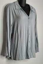 J JILL Stretch Womens Tunic Shirt Sz XL Top Rayon Gray Casual Button Lon... - £15.14 GBP