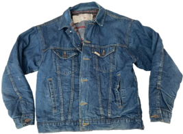 Vintage Sheplers Western Cowboy Denim Blue Jean Jacket Medium Blanket Lined USA - £70.60 GBP