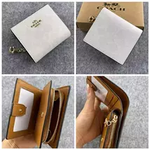 COACH Women's Folding Wallet Card Wallet Canvas Pocket (New White classic) - $69.00