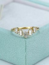 14K Yellow Gold Over 1.20Ct Round Cut Diamond Curved Engagement Pretty Band Ring - £74.96 GBP