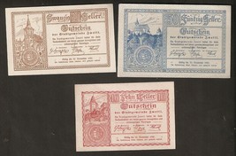 Austria Gutschein Stadtgemeinde ZWETTL 50 &amp; 20 &amp; 10 heller 1920 Notgeld lot 3psc - £6.30 GBP