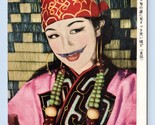 Ainu Indigenous Japanese Woman Full Cultural Garb UNP Early Chrome Postc... - $49.86