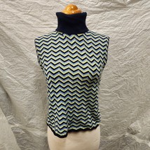 NWT Saks Fifth Avenue Women&#39;s Chevron Turtleneck Sweater Vest, Size PS - $69.29