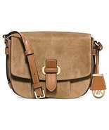 Michael Kors Romy Medium Suede Messenger Desert suede/Gold - $3,619.52 MXN