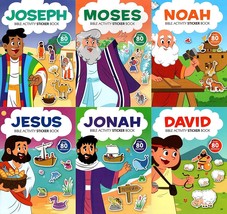 Bible Activity Jonah, Noah, Moses, Joseph, Jesus, David - Sticker Book Set of 6 - £20.12 GBP