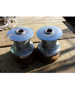 PAIR Chrome Lewmar England 8 Single Speed Sailboat Winch TEAK BASE - £111.49 GBP