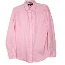 Jones New York Womens Size M Blouse Button Front Collared Long Sleeve Solid Pink - £10.22 GBP